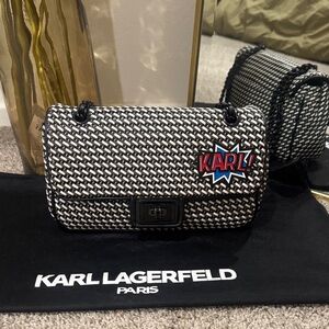 Karl Lagerfeld Black and White Graphic Shoulder Bag